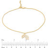 Thumbnail Image 2 of Double Leaf Dangle Anklet in 10K Gold - 10"