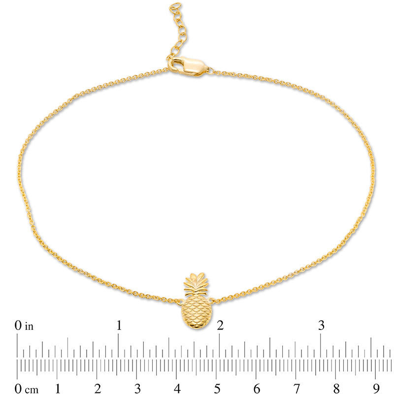 Main Image 3 of Etched Pineapple Anklet in 10K Gold - 10"