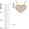 Thumbnail Image 2 of 0.23 CT. T.W. Diamond Beaded Frame Heart Necklace in 10K Gold - 17"
