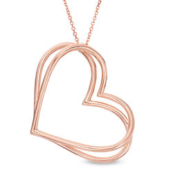 The Kindred Heart from Vera Wang Love Collection Tilted Pendant in 10K Rose Gold - 19&quot;