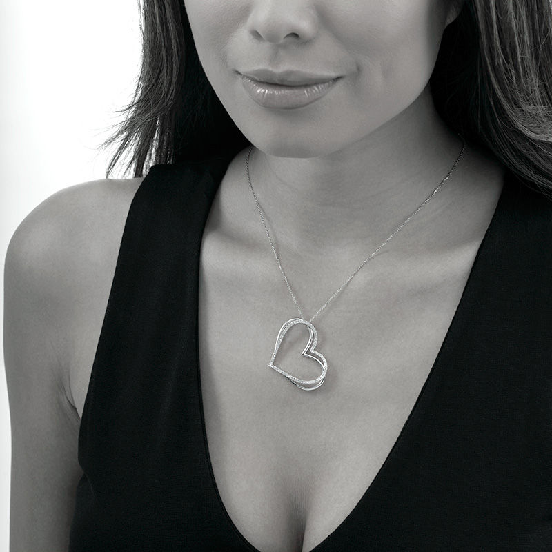Main Image 2 of The Kindred Heart from Vera Wang Love Collection 0.45 CT. T.W. Diamond Tilted Pendant in 10K White Gold - 19"