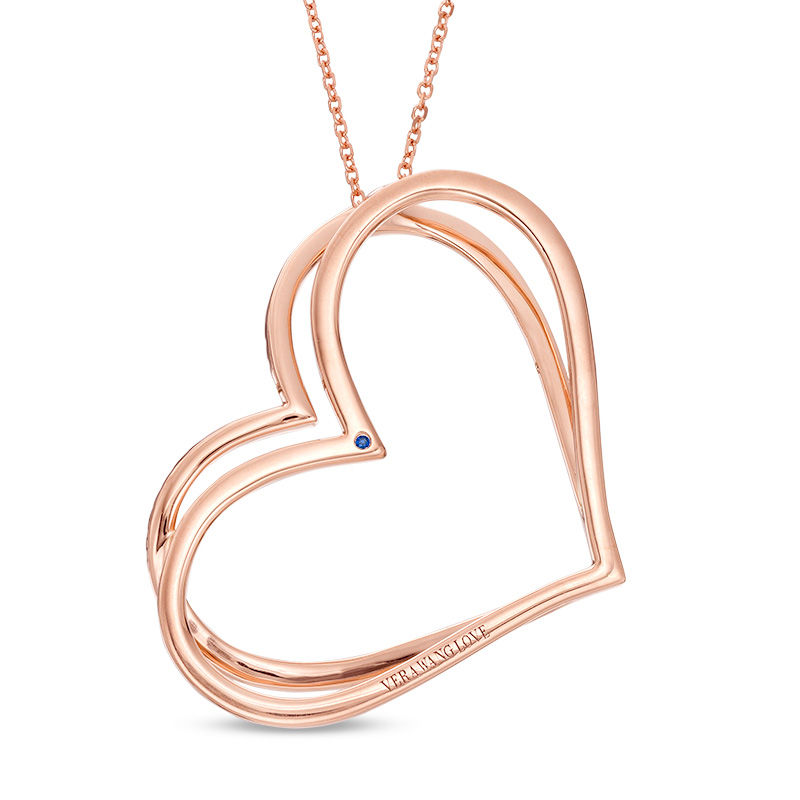 The Kindred Heart from Vera Wang Love Collection 0.45 CT. T.W. Diamond Tilted Pendant in 10K Rose Gold - 19"