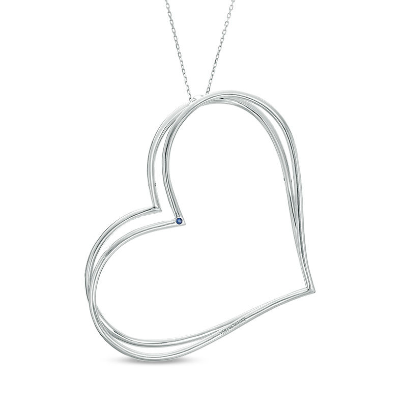 The Kindred Heart from Vera Wang Love Collection 0.95 CT. T.W. Diamond Tilted Pendant in Sterling Silver - 19"