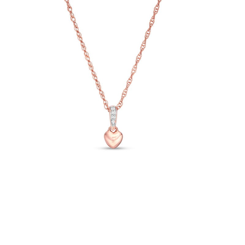 Main Image 1 of Diamond Accent Heart Pendant in 10K Rose Gold