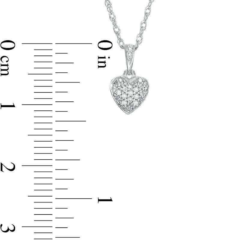 0.04 CT. T.W. Diamond Beaded Puff Heart Pendant in Sterling Silver