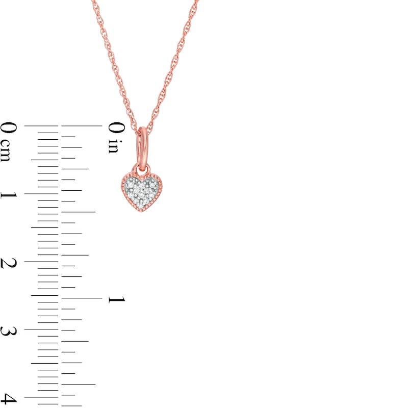 Diamond Accent Heart Vintage-Style Pendant in 10K Rose Gold