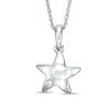 Thumbnail Image 0 of Diamond Accent Solitaire Sculpted Star Pendant in Sterling Silver