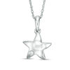 Thumbnail Image 1 of Diamond Accent Solitaire Sculpted Star Pendant in Sterling Silver