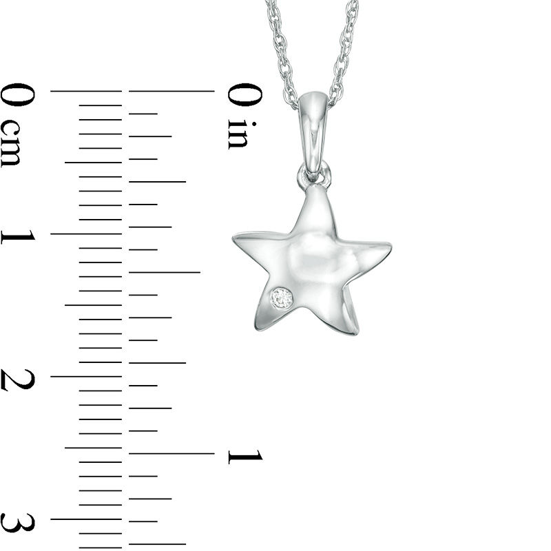 Diamond Accent Solitaire Sculpted Star Pendant in Sterling Silver