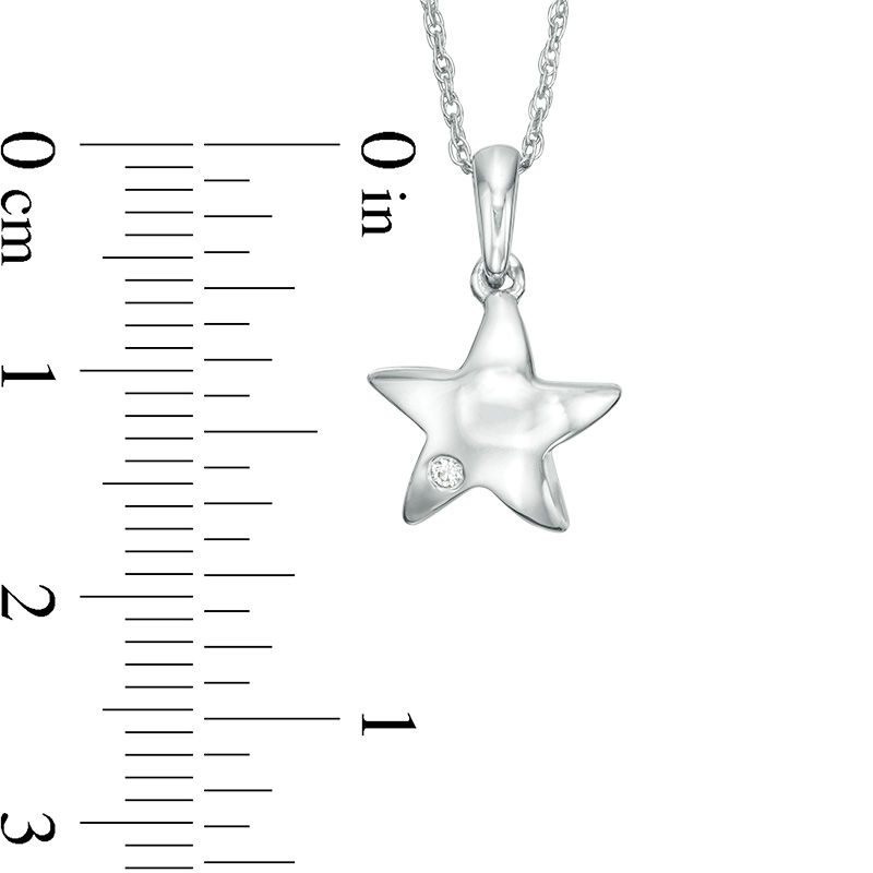 Main Image 2 of Diamond Accent Solitaire Sculpted Star Pendant in Sterling Silver