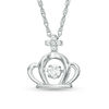 Thumbnail Image 1 of 0.085 CT. T.W. Diamond Cross-Topped Crown Moving Pendant in Sterling Silver
