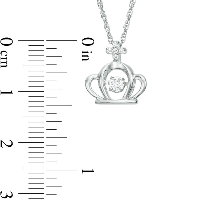 Main Image 2 of 0.085 CT. T.W. Diamond Cross-Topped Crown Moving Pendant in Sterling Silver