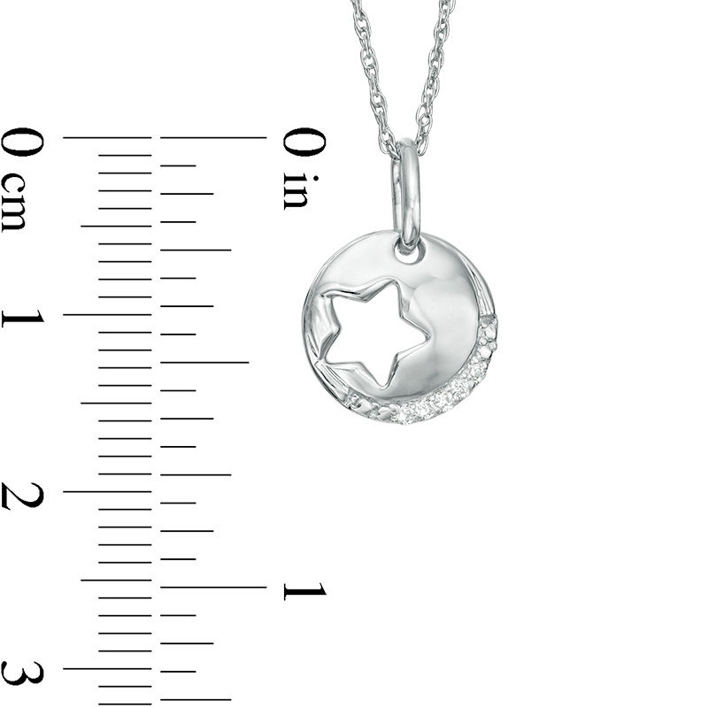 Diamond Accent Star Cutout Circle Pendant in Sterling Silver