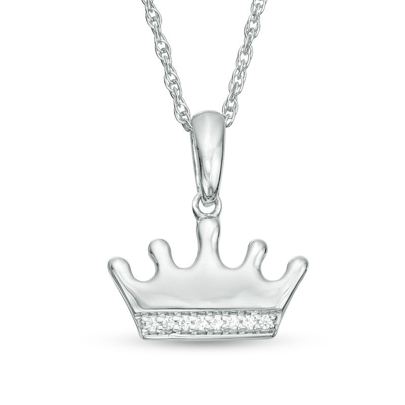 Diamond Accent Crown Pendant in Sterling Silver