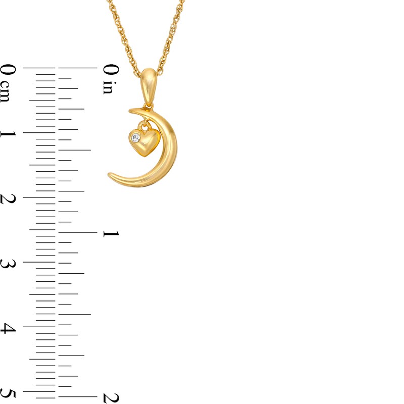 Main Image 2 of Diamond Accent Solitaire Crescent Moon and Heart Charm Pendant in 10K Gold