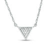 Thumbnail Image 1 of 0.04 CT. T.W. Diamond Triangle Necklace in Sterling Silver - 17.75&quot;