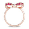 Thumbnail Image 3 of Mickey Mouse & Minnie Mouse Garnet and Diamond Accent Bow Ring in 10K Rose Gold