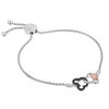 Thumbnail Image 1 of Mickey Mouse & Minnie Mouse 0.18 CT. T.W. Diamond Interlocking Bolo Bracelet in Sterling Silver and 10K Rose Gold - 8.5"