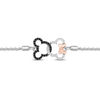 Thumbnail Image 3 of Mickey Mouse & Minnie Mouse 0.18 CT. T.W. Diamond Interlocking Bolo Bracelet in Sterling Silver and 10K Rose Gold - 8.5"