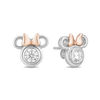 Thumbnail Image 1 of Mickey Mouse & Minnie Mouse 0.45 CT. T.W. Diamond Solitaire Stud Earrings in Sterling Silver and 10K Rose Gold