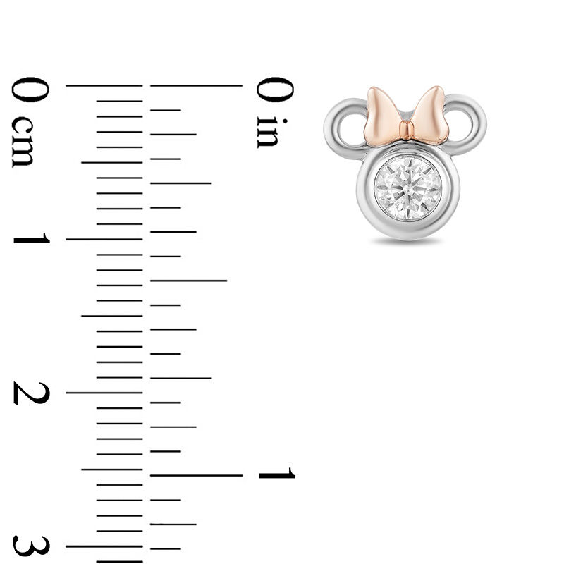 Main Image 3 of Mickey Mouse & Minnie Mouse 0.45 CT. T.W. Diamond Solitaire Stud Earrings in Sterling Silver and 10K Rose Gold