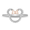 Mickey Mouse & Minnie Mouse 0.145 CT. T.W. Diamond Outline Ring in Sterling Silver and 10K Rose Gold