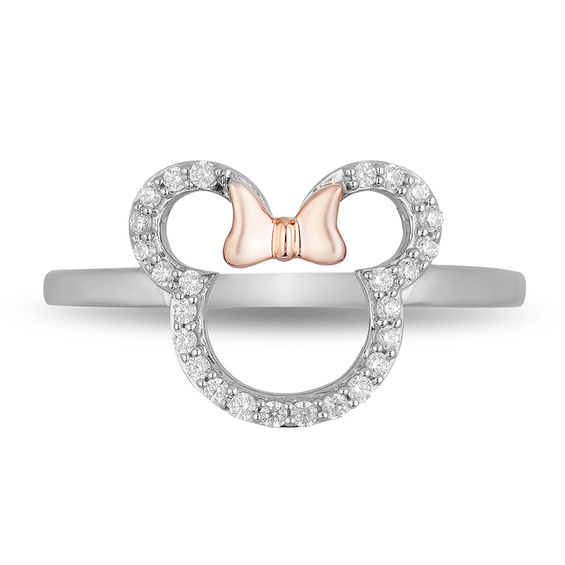 Mickey Mouse & Minnie Mouse 0.145 CT. T.W. Diamond Outline Ring in ...
