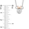 Thumbnail Image 1 of Mickey Mouse & Minnie Mouse 0.23 CT. Diamond Solitaire Pendant in Sterling Silver and 10K Rose Gold - 19"