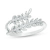 Thumbnail Image 1 of 0.15 CT. T.W. Diamond Leaves Split Shank Ring in 10K White Gold