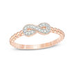 0.07 CT. T.W. Diamond Sideways Infinity Beaded Shank Ring in 10K Rose Gold
