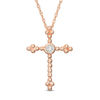 Diamond Accent Beaded Cross Pendant in 10K Rose Gold
