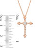 Thumbnail Image 1 of Diamond Accent Beaded Cross Pendant in 10K Rose Gold