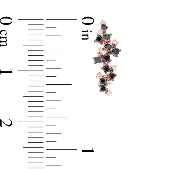 0.25 CT. T.W. Enhanced Black and White Diamond Scatter Drop Earrings in 10K Rose Gold