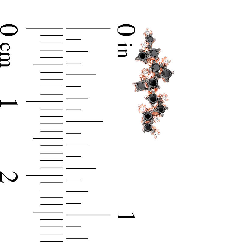 0.25 CT. T.W. Enhanced Black and White Diamond Scatter Drop Earrings in 10K Rose Gold