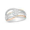 Thumbnail Image 1 of 0.47 CT. T.W. Composite Diamond Crossover Ring in Sterling Silver and 10K Rose Gold