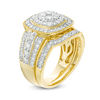 Thumbnail Image 2 of 1.45 CT. T.W. Composite Diamond Double Cushion Frame Vintage-Style Bridal Set in 10K Gold