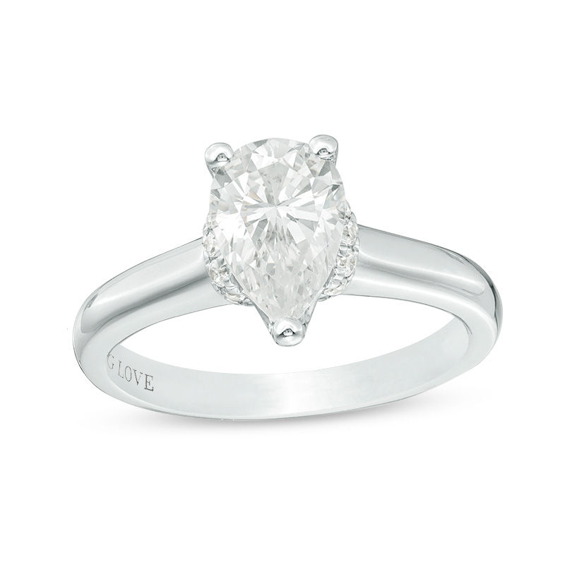 Vera Wang Love Collection 1.12 CT. T.W. Pear-Shaped Diamond Collar Engagement Ring in 14K White Gold