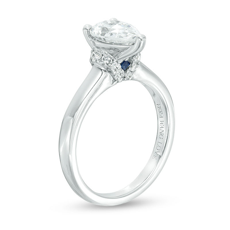 Vera Wang Love Collection 1.12 CT. T.W. Pear-Shaped Diamond Collar Engagement Ring in 14K White Gold