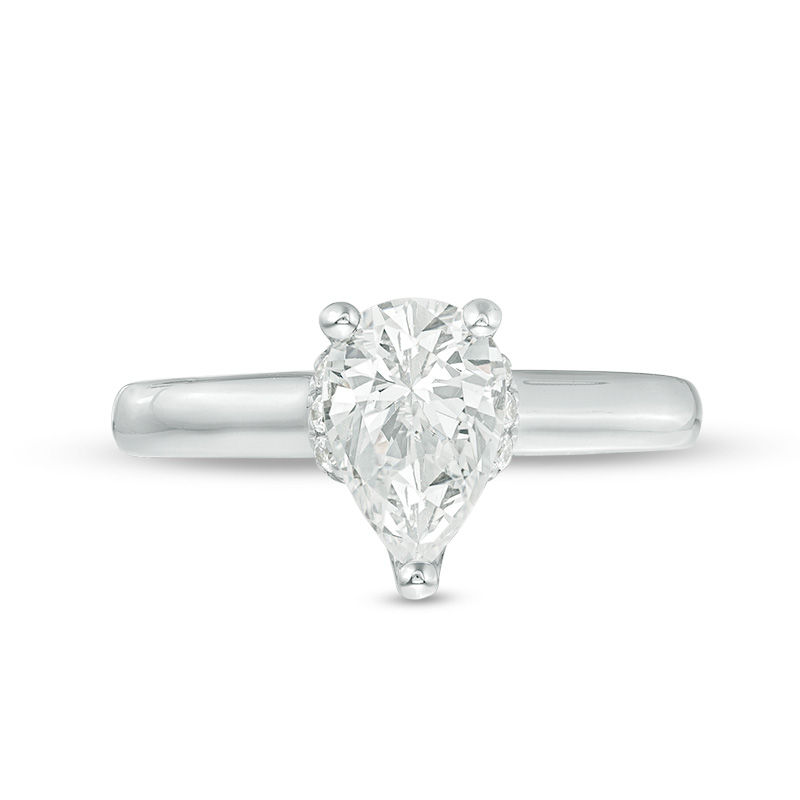 Vera Wang Love Collection 1.12 CT. T.W. Pear-Shaped Diamond Collar Engagement Ring in 14K White Gold