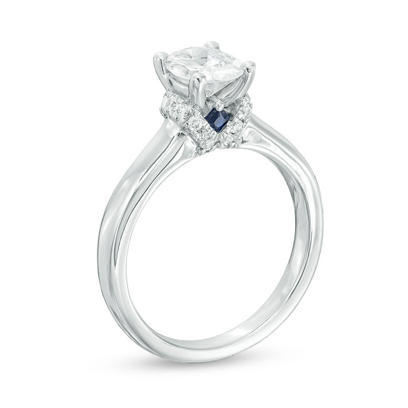 Vera Wang Love Collection 1.12 CT. T.W. Oval Diamond Collar Engagement Ring in 14K White Gold