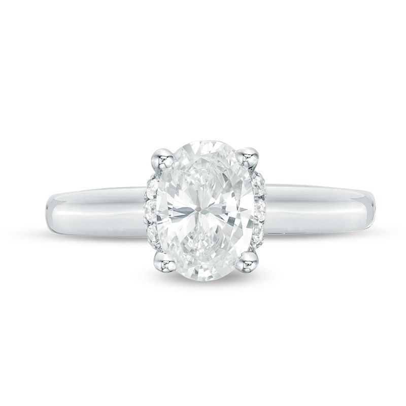 Main Image 3 of Vera Wang Love Collection 1.12 CT. T.W. Oval Diamond Collar Engagement Ring in 14K White Gold