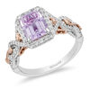 Thumbnail Image 1 of Enchanted Disney Rapunzel Rose de France Amethyst and 0.32 CT. T.W. Diamond Frame Engagement Ring in 14K Two-Tone Gold