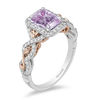 Thumbnail Image 1 of Enchanted Disney Rapunzel Rose de France Amethyst and 0.32 CT. T.W. Diamond Frame Engagement Ring in 14K Two-Tone Gold