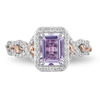 Thumbnail Image 3 of Enchanted Disney Rapunzel Rose de France Amethyst and 0.32 CT. T.W. Diamond Frame Engagement Ring in 14K Two-Tone Gold