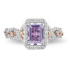 Thumbnail Image 4 of Enchanted Disney Rapunzel Rose de France Amethyst and 0.32 CT. T.W. Diamond Frame Engagement Ring in 14K Two-Tone Gold