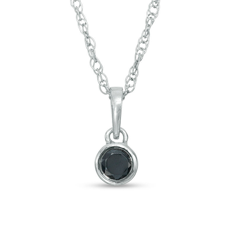 0.085 CT. Black Diamond Solitaire Bezel-Set Pendant in 10K White Gold