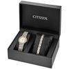 Thumbnail Image 0 of Ladies' Citizen Eco-Drive® Crystal Accent Two-Tone Watch with Silver-Tone Dial and Bracelet Box Set (Model: EW2344-65A)