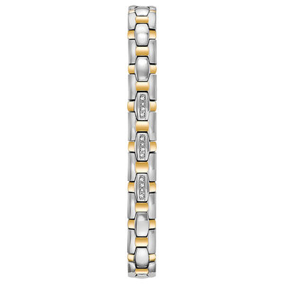 Ladies' Citizen Eco-Drive® Crystal Accent Two-Tone Watch with Silver-Tone Dial and Bracelet Box Set (Model: EW2344-65A)