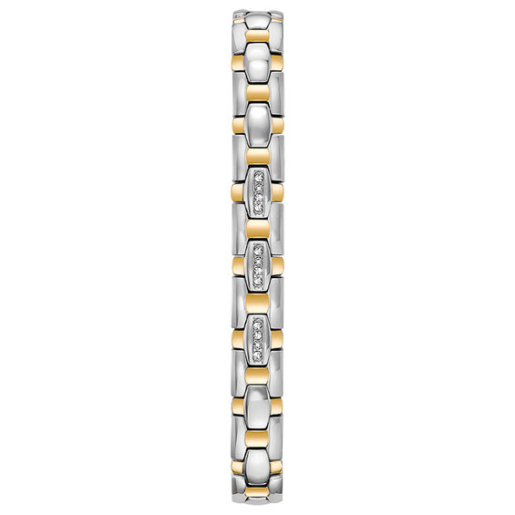 Ladies' Citizen Eco-Drive® Crystal Accent Two-Tone Watch with Silver-Tone Dial and Bracelet Box Set (Model: EW2344-65A)