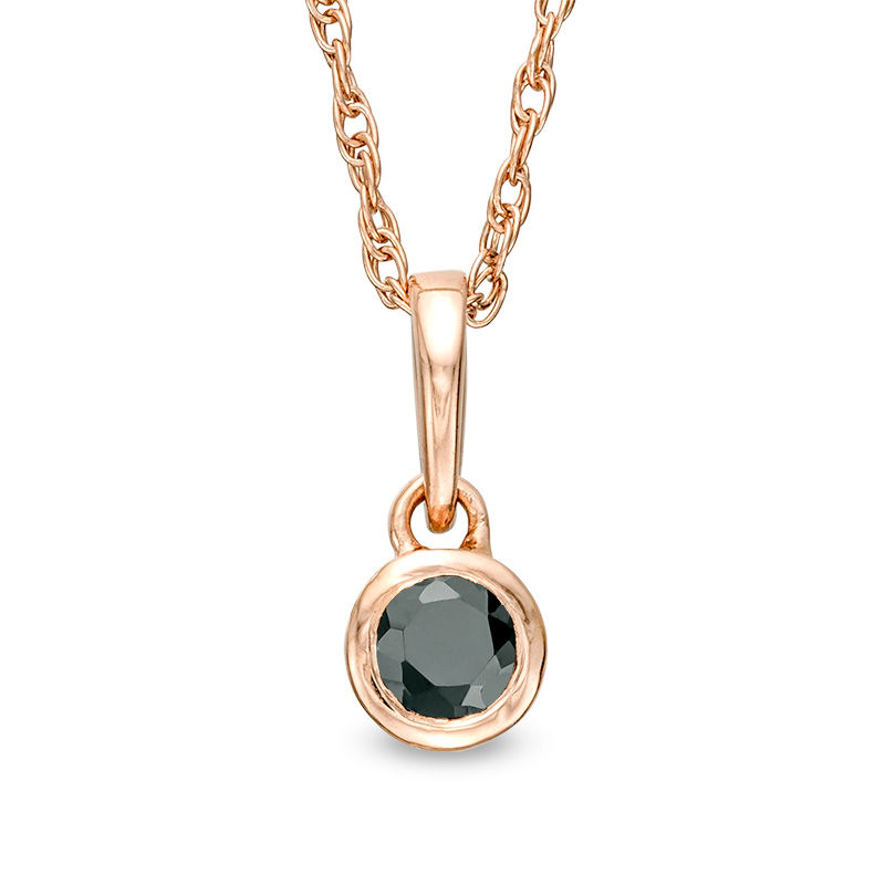 0.085 CT. Black Diamond Solitaire Bezel-Set Pendant in 10K Rose Gold